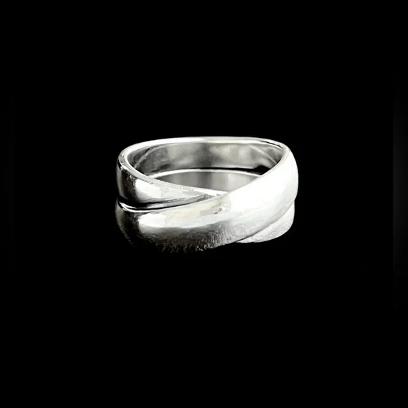 Retired James Avery sterling silver double band crossover ring Size 6.5 - Picture 3 of 13